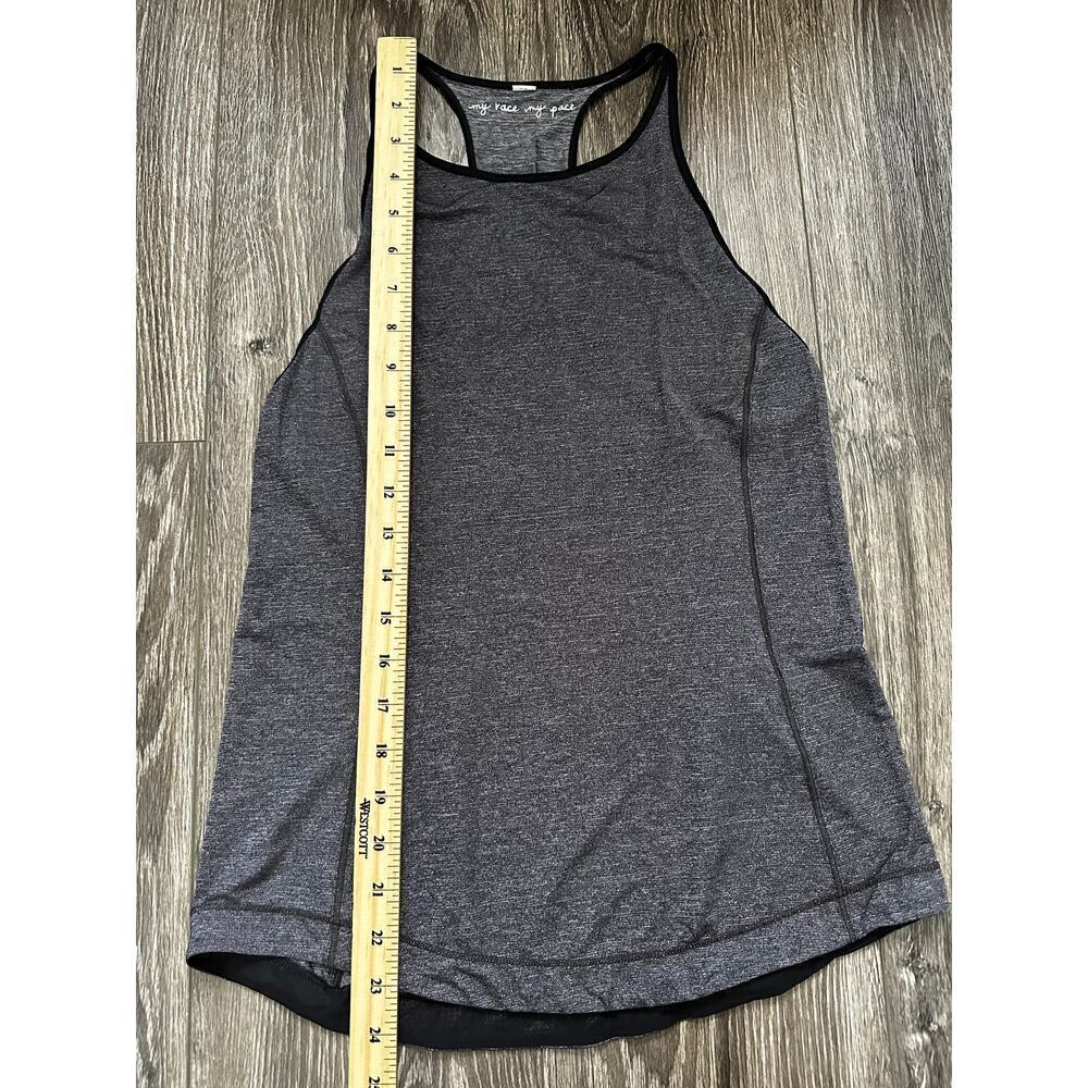 Lululemon Time To Sweat Tank My Race My Pace Heathered Black Gray Womens - Picture 5 of 5